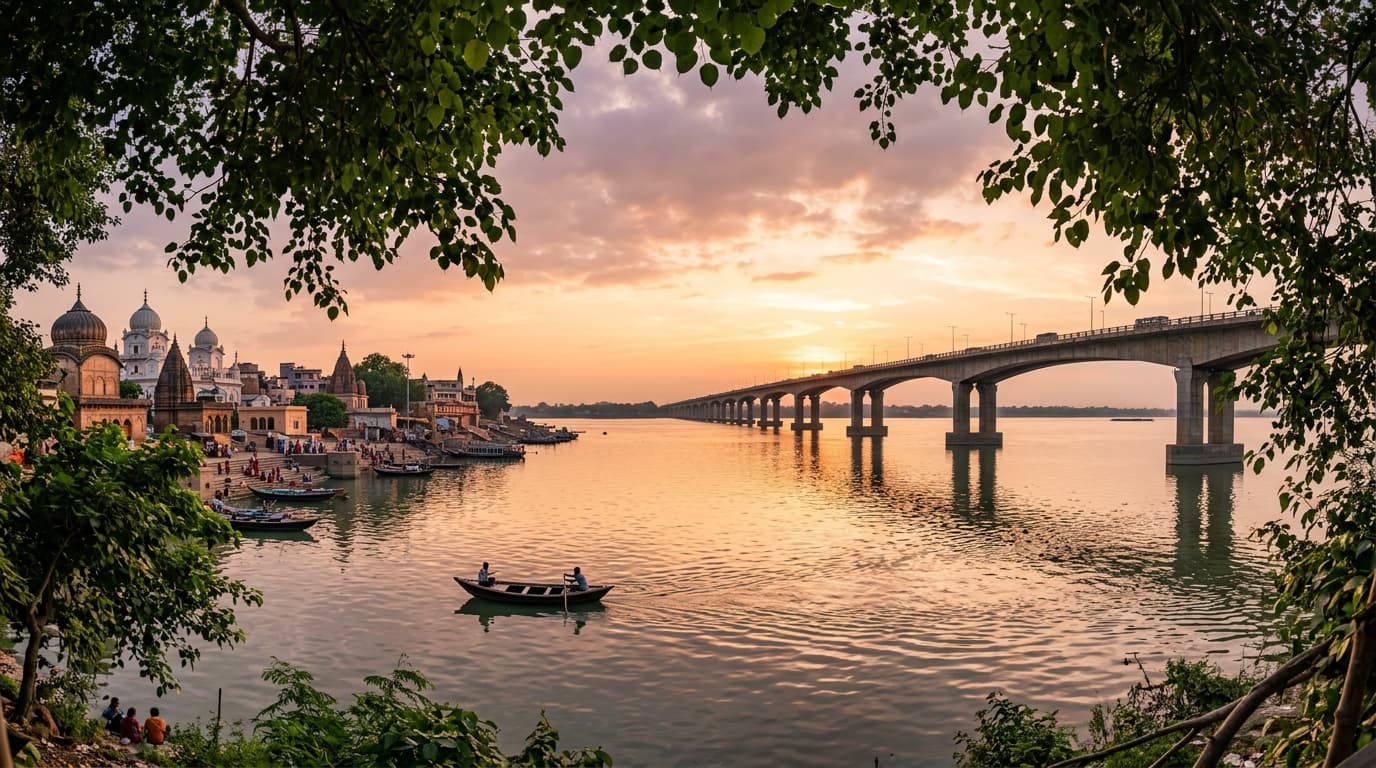 Patna Bridge Ganga Riverfront Sunset
